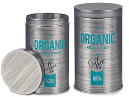 Kinvara Bote Hojalata Redondo Organic Cafe 10 cm x 18 cm x 10 cm (Set de 24)