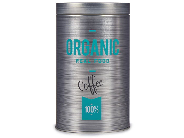 Kinvara Bote Hojalata Redondo Organic Cafe 10 cm x 18 cm x 10 cm (Set de 24)