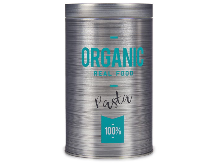 Kinvara Bote Hojalata Redondo Organic Pasta Gris 10.4x10.4x18.2 cm (Set de 24)