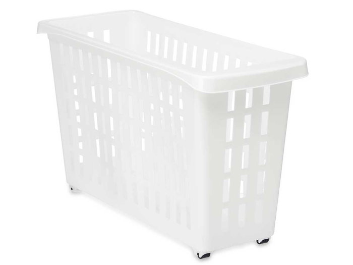 Kipit Organizador de Armario de Plástico con Ruedas Blanco 17.5 x 46 x 26 cm (Set de 12)
