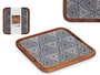 Giftdecor Centro de Mesa Cuadrado 25x25 cm Étnico - Madera y Plástico, Blanco/Marrón/Negro (6 Unidades)