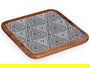 Giftdecor Centro de Mesa Cuadrado 25x25 cm Étnico - Madera y Plástico, Blanco/Marrón/Negro (6 Unidades)