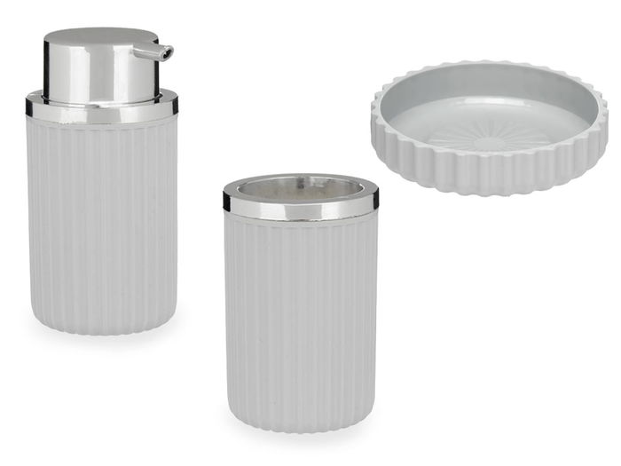 Berilo Set Baño 3 Piezas Gris 10.3x16x15.5 cm Plástico (Set de 12)