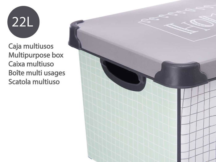 Kipit Caja Plástico Home 22L con Asa Gris 29 x 23.5 x 39 cm (Set de 12) Kipit Caja Plástico Home 22L con Asa Gris 29 x 23.5 x 39 cm (Set de 12)