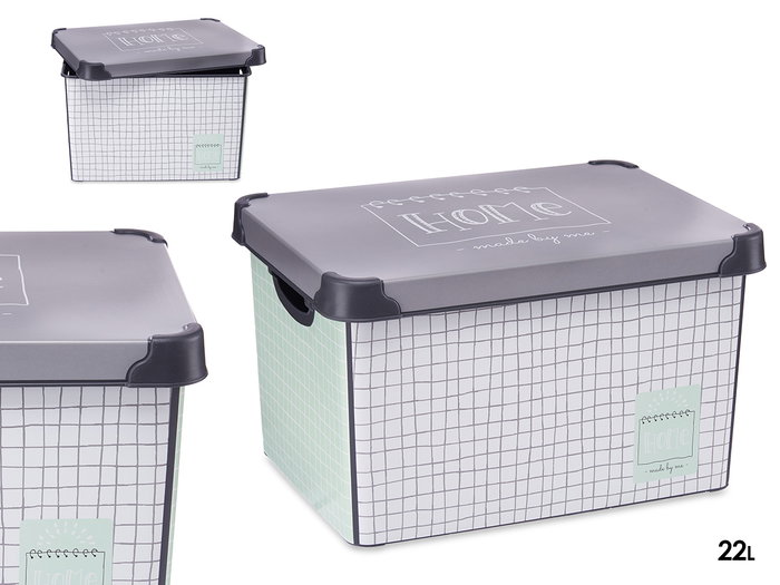Kipit Caja Plástico Home 22L con Asa Gris 29 x 23.5 x 39 cm (Set de 12) Kipit Caja Plástico Home 22L con Asa Gris 29 x 23.5 x 39 cm (Set de 12)