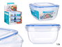 Leknes Fiambrera Cuadrada Hermética Tapa Azul 1500 ml Plástico Polipropileno 17 x 10 x 17 cm (Set de 12)