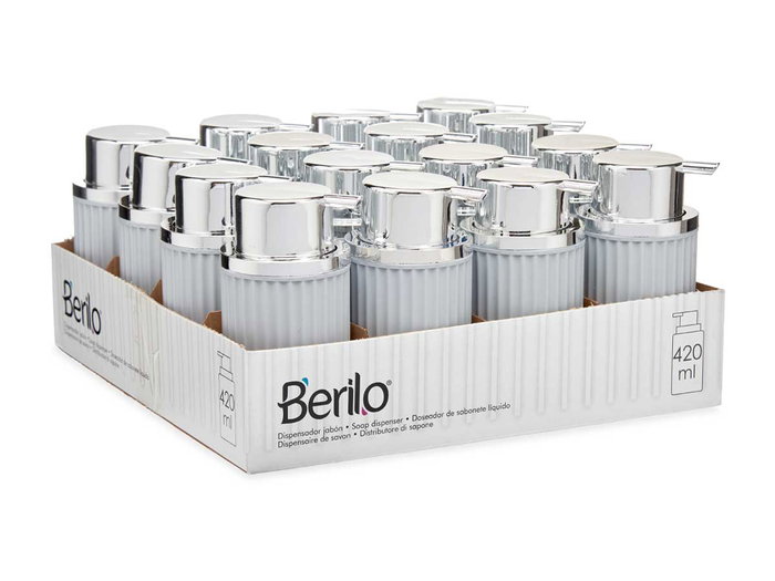 Berilo Dispensador Jabon Plastico Gris 450 ml 7x14.5x8.5 cm (Set de 32)