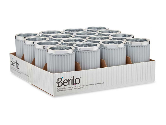 Berilo Vaso Multiuso Plástico Gris 7.5x11.5x7.5 cm (Set de 32)