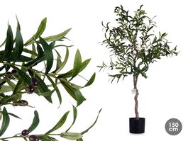 Ibergarden Planta Olivo con Maceta 150 cm (Maceta 16x16x15 cm) Plástico/Cable (Hierro) Verde