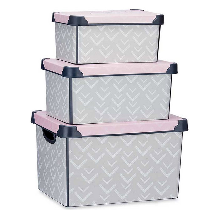 KIPIT Set de 3 Cajas Plásticas Vibes KIPIT Set de 3 Cajas Plásticas Vibes