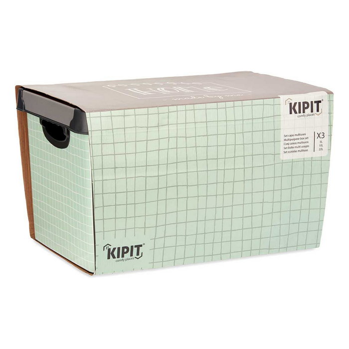 KIPIT Set de 3 Cajas de Plástico Estampado Home KIPIT Set de 3 Cajas de Plástico Estampado Home