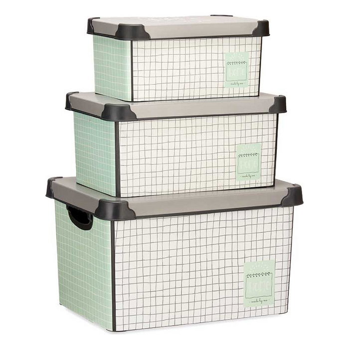 KIPIT Set de 3 Cajas de Plástico Estampado Home KIPIT Set de 3 Cajas de Plástico Estampado Home