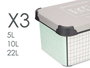 Kipit Set 3 Pzs Cajas Plástico Estampado Home 39x29x23.5 cm