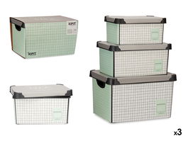 Kipit Set 3 Pzs Cajas Plástico Estampado Home 39x29x23.5 cm