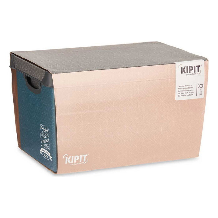KIPIT Set de 3 Cajas de Plástico Estampado Vintage KIPIT Set de 3 Cajas de Plástico Estampado Vintage