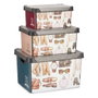 KIPIT Set de 3 Cajas de Plástico Estampado Vintage