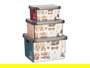 Kipit Set 3 Pzs Cajas Plástico Estampado Vintage 29x23.5x39.5 cm