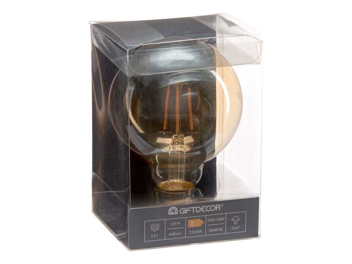 Giftdecor Bombilla LED Vintage Filamento 95mm 4W, Luz Cálida 2700K, Casquillo E27/E26, Cristal Transparente, 9.5 x 14 cm (Set de 12)