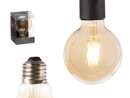 Giftdecor Bombilla LED Vintage Filamento 95mm 4W, Luz Cálida 2700K, Casquillo E27/E26, Cristal Transparente, 9.5 x 14 cm (Set de 12)