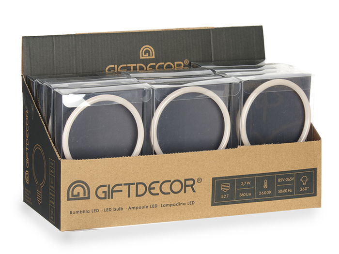 Giftdecor Bombilla Led Forma Bola 9.3x13.5x3 cm Cristal Metal Blanco 85-265V 4w E27 2300-2700K (Set de 12)