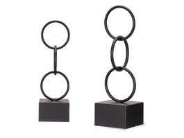 Giftdecor Figura Aros Negro Pequeño Metal 12 cm x 40 cm x 12 cm (Set de 10)
