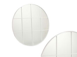Giftdecor Espejo Ventanal Redondo 100 cm Blanco Metal 100x100 cm