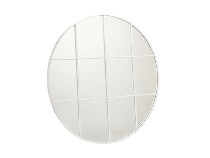 Giftdecor Espejo Ventanal Redondo 100 cm Blanco Metal 100x100 cm