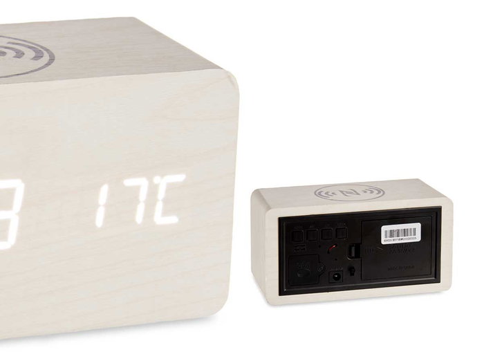 Giftdecor Reloj Alarma Movimiento y Temperatura Blanco 15 x 7.5 x 7 cm (Set de 12)