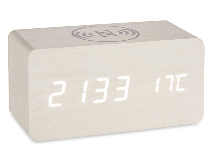 Giftdecor Reloj Alarma Movimiento y Temperatura Blanco 15 x 7.5 x 7 cm (Set de 12)