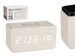 Giftdecor Reloj Alarma Movimiento y Temperatura Blanco 15 x 7.5 x 7 cm (Set de 12)