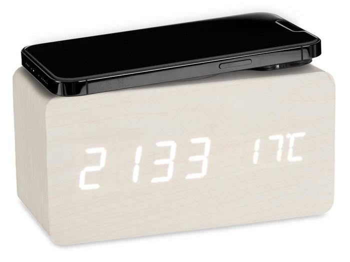 Giftdecor Reloj Alarma Movimiento y Temperatura Blanco 15 x 7.5 x 7 cm (Set de 12)