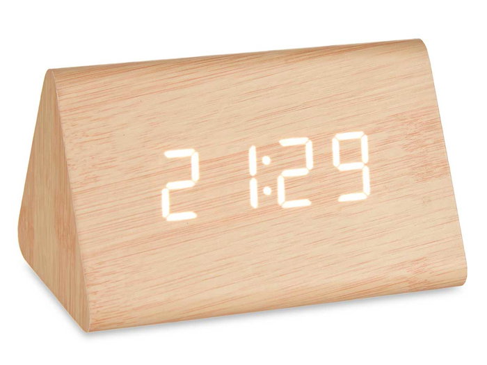 Giftdecor Reloj Digital Efecto Madera 11 cm x 7 cm x 8 cm Marron MDF Plastico PVC (Set de 12)