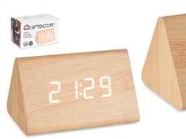 Giftdecor Reloj Digital Efecto Madera 11 cm x 7 cm x 8 cm Marron MDF Plastico PVC (Set de 12)