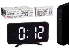 Giftdecor Reloj Espejo Negro 15.7x7.7x1.5 cm (Set de 12)