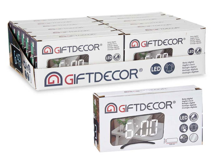 Giftdecor Reloj Espejo Negro 15.7x7.7x1.5 cm (Set de 12)