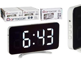 Giftdecor Reloj Espejo Blanco 15.7x7.7x1.5 cm con Cable USB + 1xCR2016 (Set de 12)