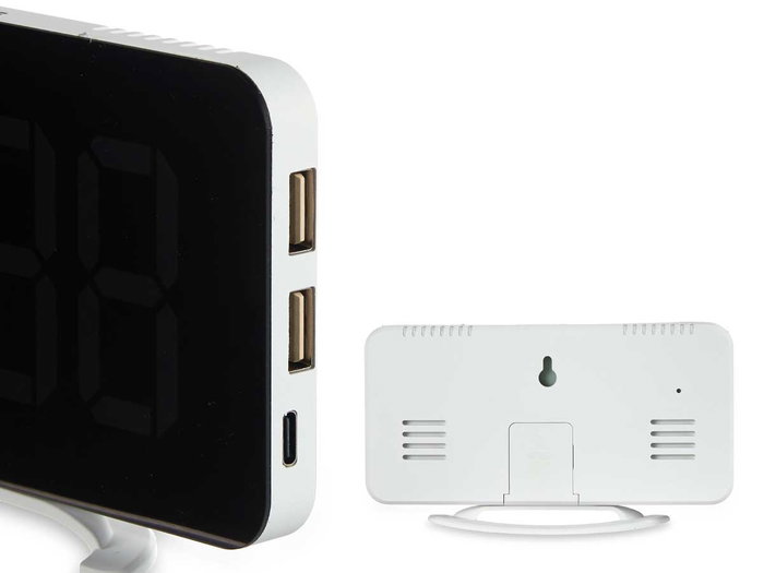 Giftdecor Reloj Espejo Blanco 15.7x7.7x1.5 cm con Cable USB + 1xCR2016 (Set de 12)