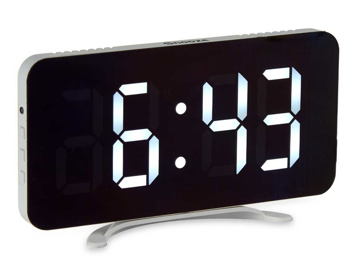 Giftdecor Reloj Espejo Blanco 15.7x7.7x1.5 cm con Cable USB + 1xCR2016 (Set de 12)