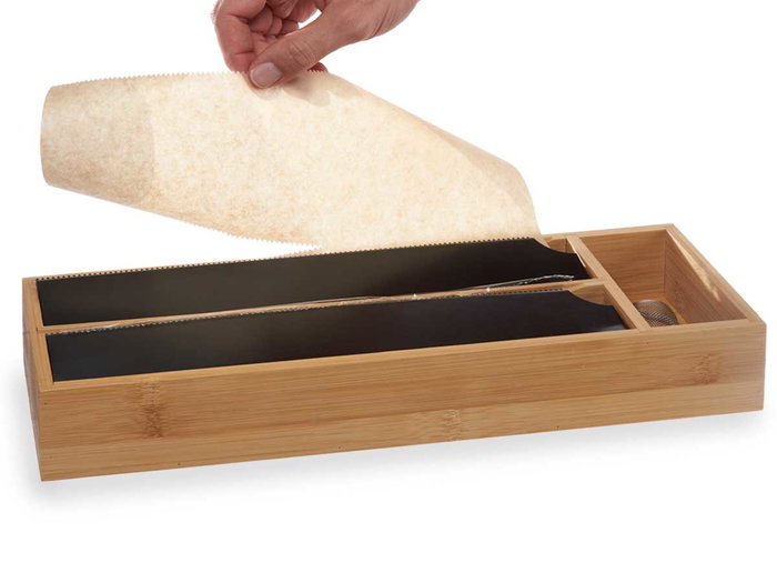 Kinvara Dispensador Doble Film Bambú y Acero Inoxidable 40x7x13 cm (Set de 8) Kinvara Dispensador Doble Film Bambú y Acero Inoxidable 40x7x13 cm (Set de 8)