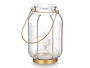 Giftdecor Farol LED Rayas Alto Transparente Vidrio 14 x 22 x 14 cm (Set de 6)