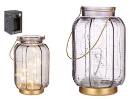 Giftdecor Farol LED Rayas Alto Antracita 14x22x14cm (Set de 6)