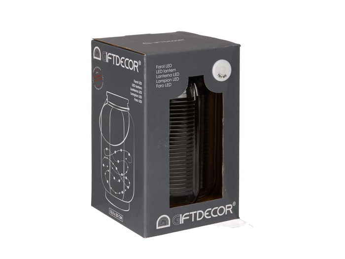 Giftdecor Farol LED Rayas Alto Antracita 14x22x14cm (Set de 6)