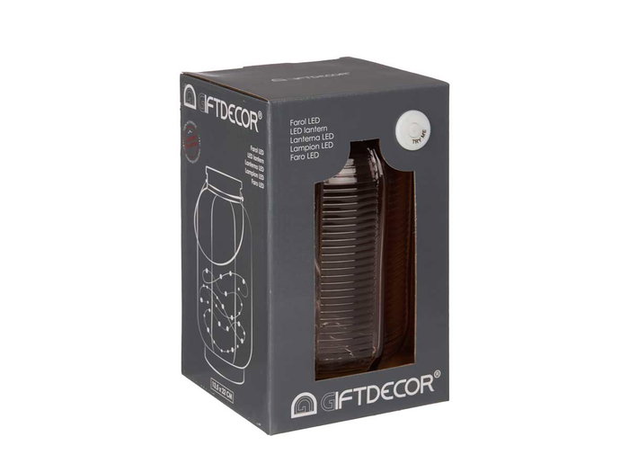 Giftdecor Farol LED Rayas Alto Rosa 13.5x22x13.5cm con 20 LED (Set de 6)