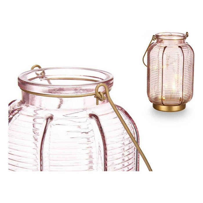 GIFTDECOR Farol LED Rayas Alto Rosa