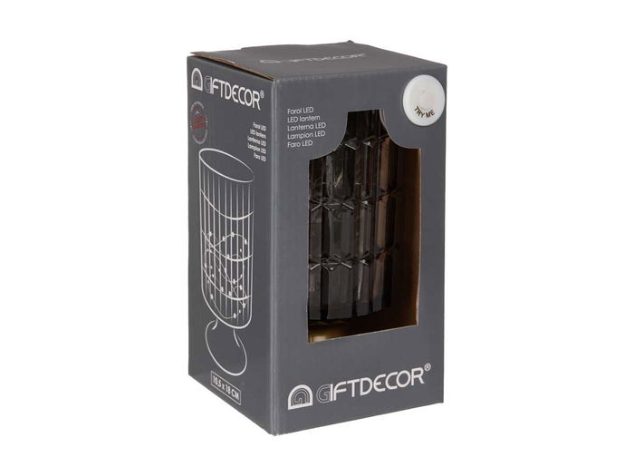 Farol Led Pie Metal Antracita Giftdecor 10.7 x 18 x 10.7 cm con 12 LEDs (Set de 6)