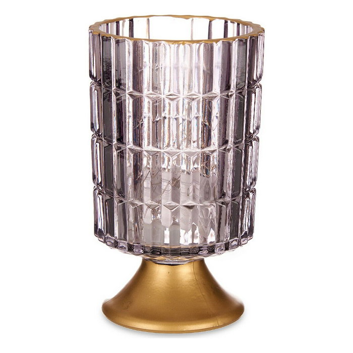 GIFTDECOR Farol LED Pie Metal Antracita Gris y Oro