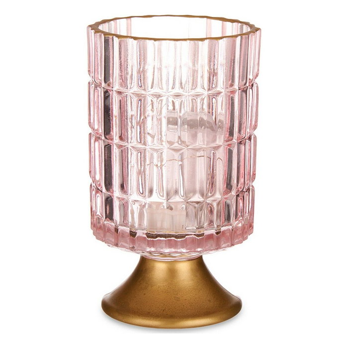 GIFTDECOR Farol LED Pie Metal Rosa y Oro