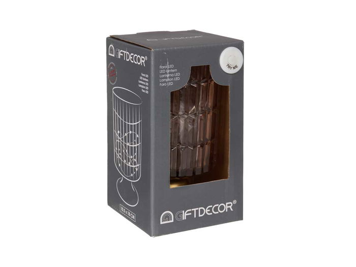 Farol LED Pie Metal Rosa Giftdecor 10.7x10.7x18 cm con 12 LEDs (pilas no incluidas) (Set de 6)