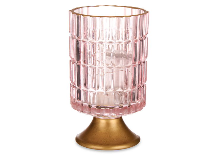 Farol LED Pie Metal Rosa Giftdecor 10.7x10.7x18 cm con 12 LEDs (pilas no incluidas) (Set de 6)