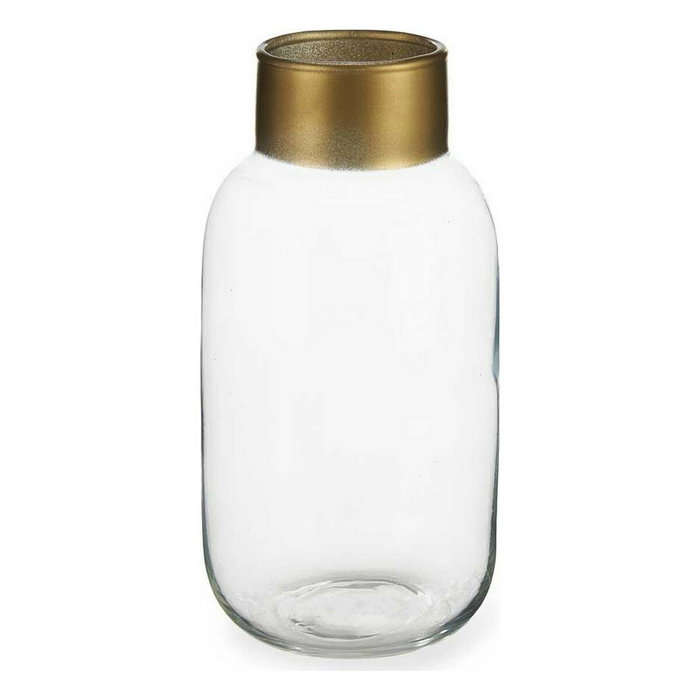 GIFTDECOR Jarrón de Cristal Liso Transparente y Oro Pequeño GIFTDECOR Jarrón de Cristal Liso Transparente y Oro Pequeño